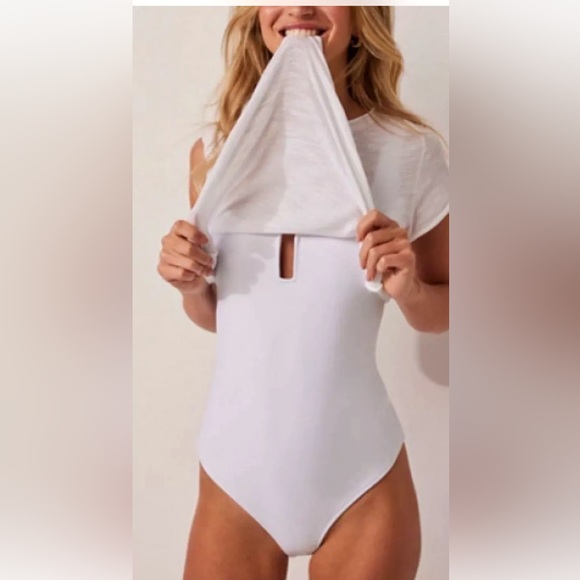 •FREE PEOPLE•NWT LIGHT BLUE TANK TOP BODYSUIT SIZE SMALL - Picture 1 of 6